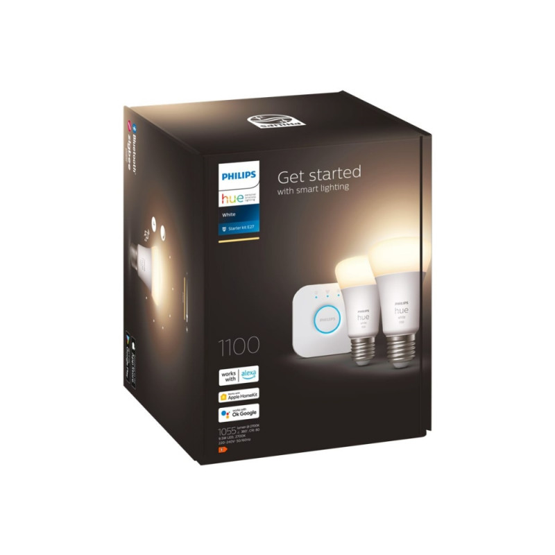 Produktbild för Philips Hue White Startpaket: 2 st E27 ljuskällor (1100lm)