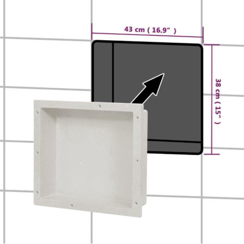 Produktbild för Infälld duschhylla niche matt vit 41x36x10 cm