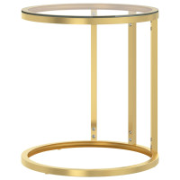 Produktbild för Sidobord guld och transparent 45 cm härdat glas