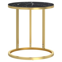 Miniatyr av produktbild för Sidobord guld och svart marmor 45 cm härdat glas