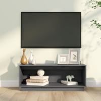 Produktbild för Tv-bänk grå 90x35x35 cm massiv furu
