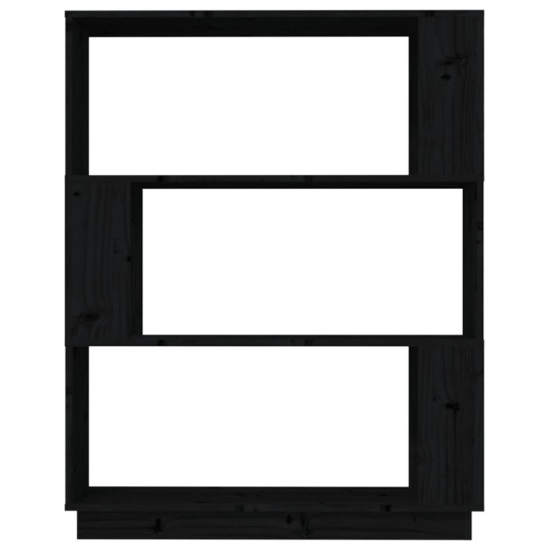 Produktbild för Bokhylla/rumsavdelare svart 80x25x101 cm massiv furu