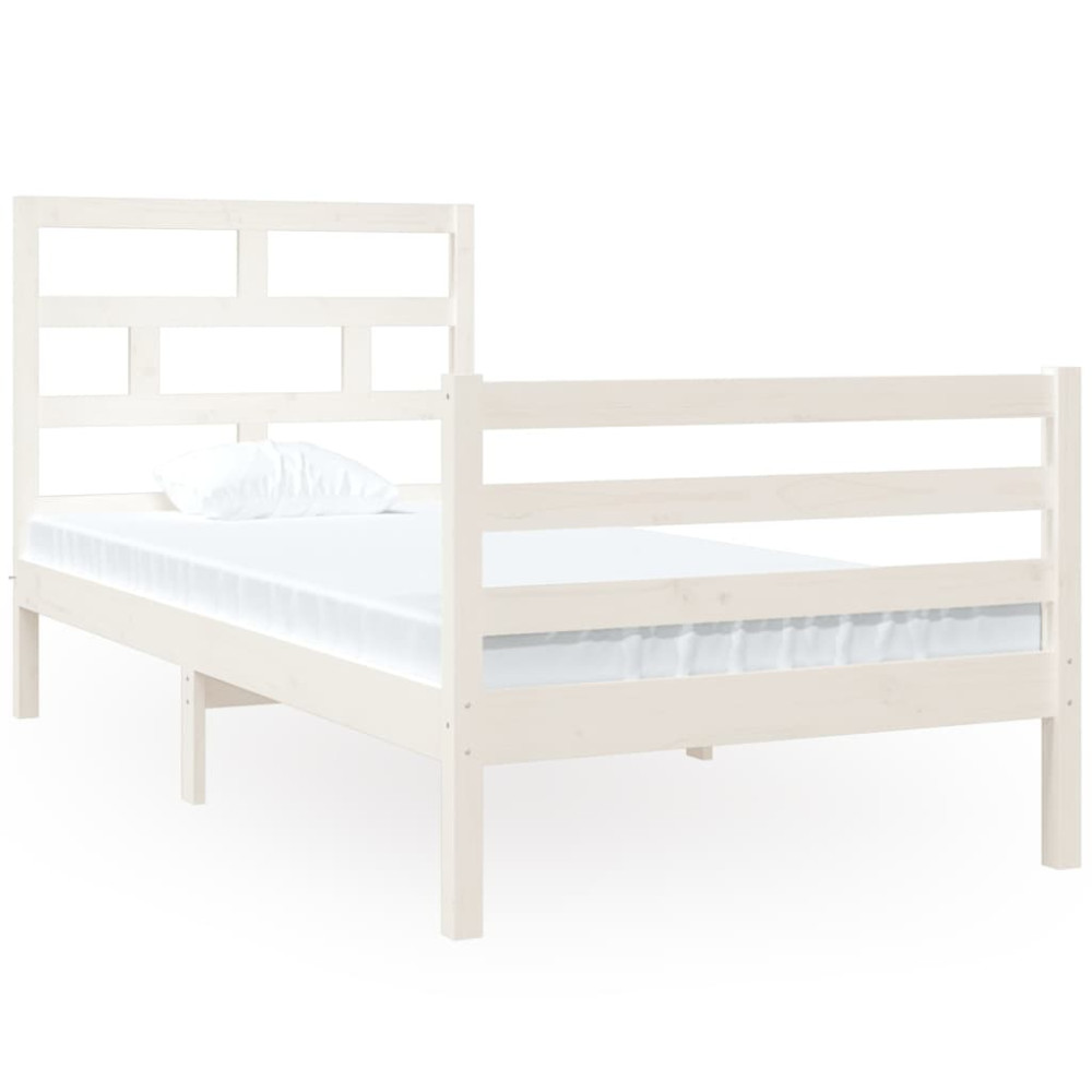Produktbild för Sängram massiv furu 90x190 cm vit
