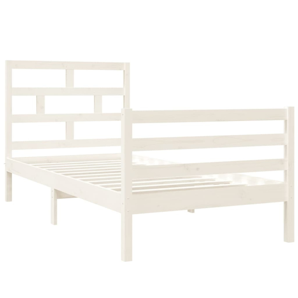 Produktbild för Sängram massiv furu 90x190 cm vit