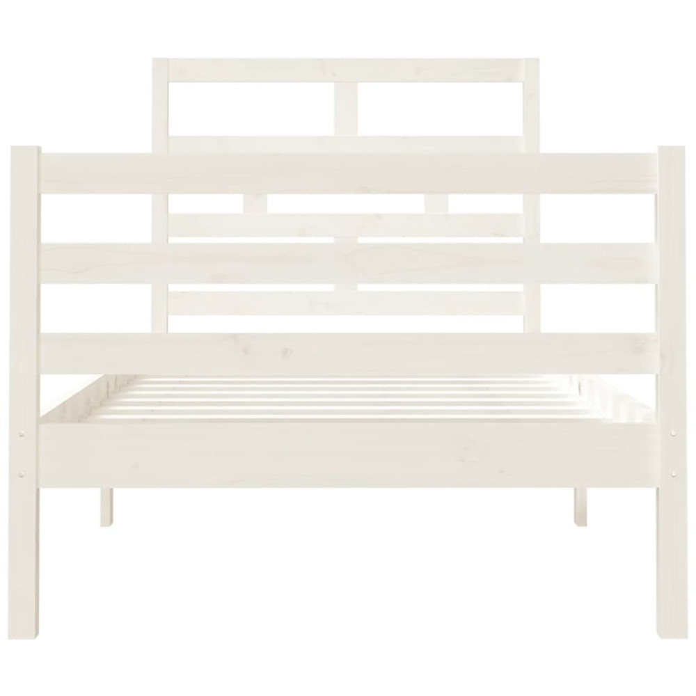 Produktbild för Sängram massiv furu 90x190 cm vit
