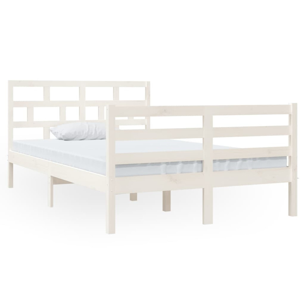 Produktbild för Sängram massiv furu 120x190 cm vit