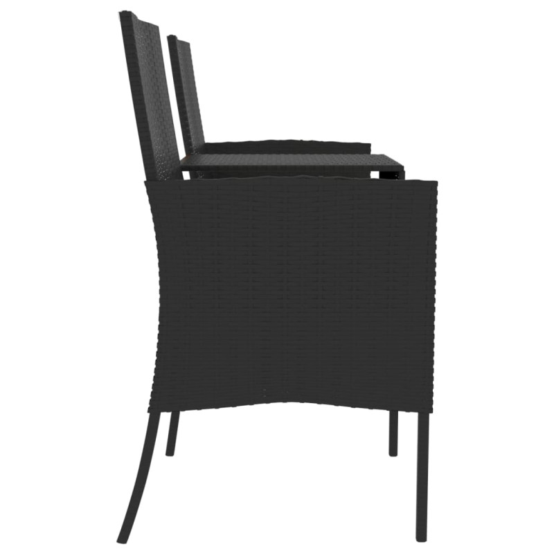 Produktbild för Trädgårdssoffa 2-sits med bord konstrotting svart
