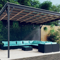 Produktbild för Loungegrupp för trädgården med dynor 11delar konstrotting svart