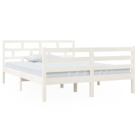 Produktbild för Sängram vit massiv furu 140x190 cm