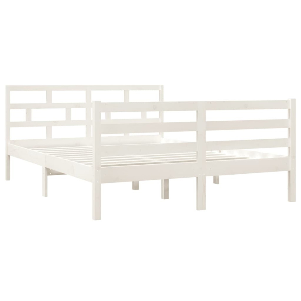Produktbild för Sängram vit massiv furu 140x190 cm
