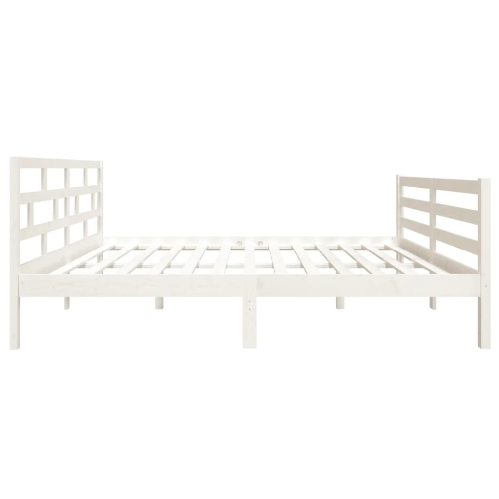Produktbild för Sängram vit massiv furu 140x190 cm