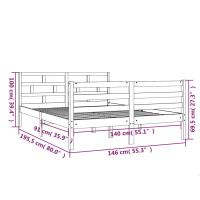 Produktbild för Sängram vit massiv furu 140x190 cm