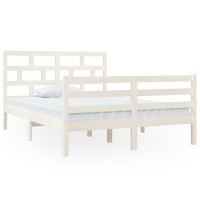 Produktbild för Sängram massiv furu 135x190 cm vit