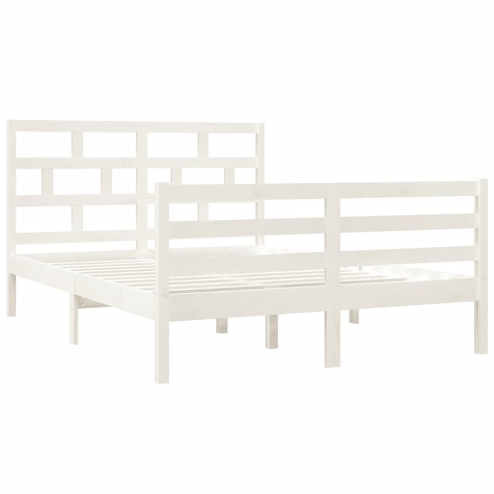 Produktbild för Sängram massiv furu 135x190 cm vit