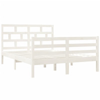 Produktbild för Sängram massiv furu 135x190 cm vit