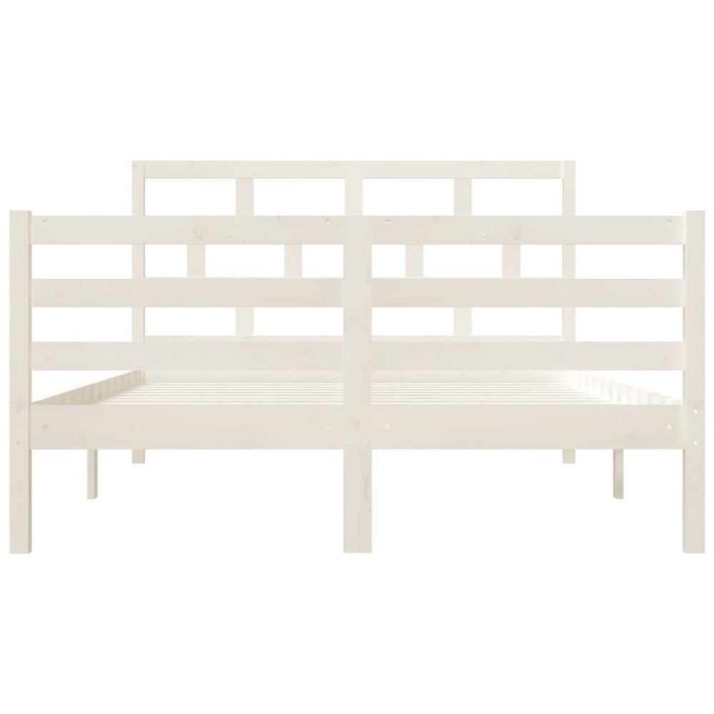 Produktbild för Sängram massiv furu 135x190 cm vit
