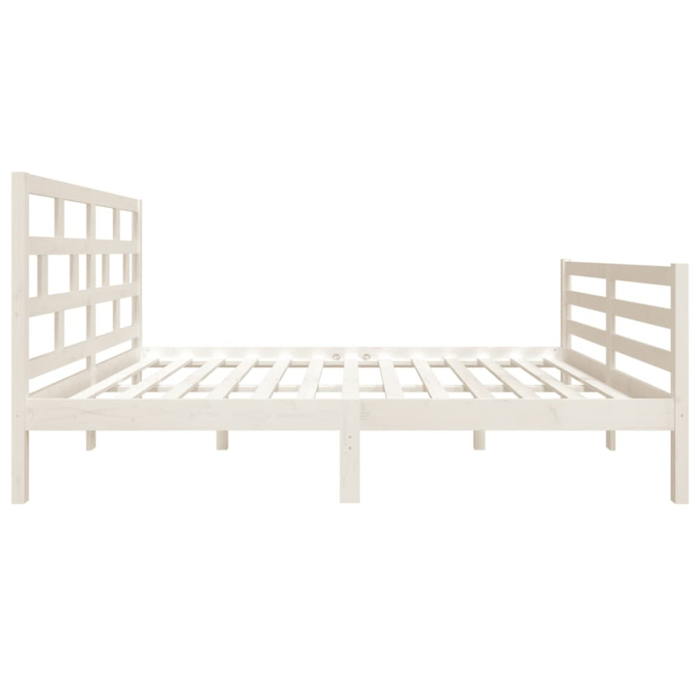 Produktbild för Sängram massiv furu 135x190 cm vit