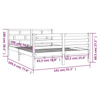 Produktbild för Sängram massiv furu 135x190 cm vit