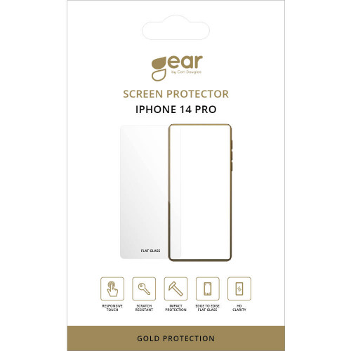 GEAR Glass Prot. Flat Case Friendly 2.5D GOLD iPhone 14 Pro