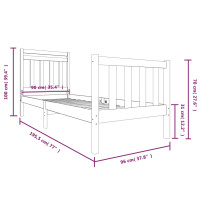 Produktbild för Sängram massiv furu 90x190 cm svart