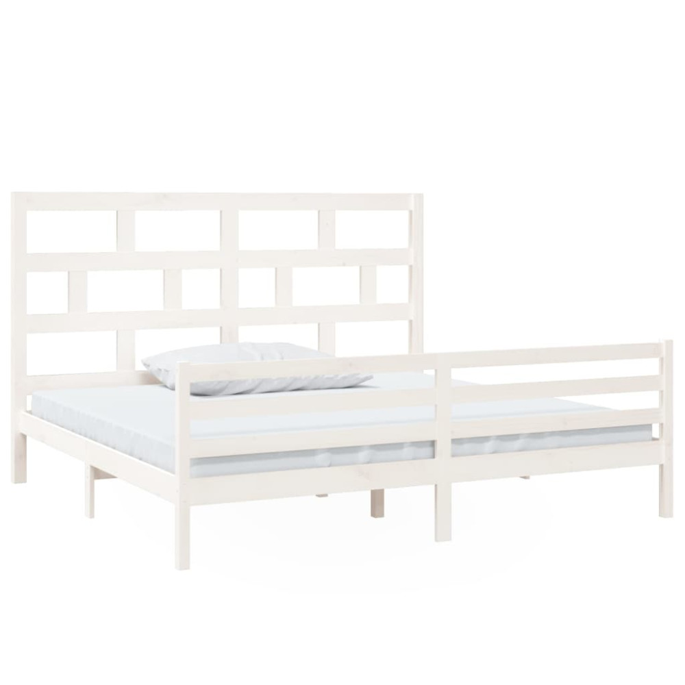Produktbild för Sängram vit massiv furu 200x200 cm