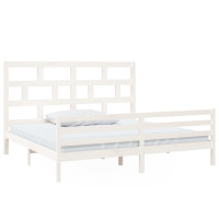 Produktbild för Sängram vit massiv furu 200x200 cm