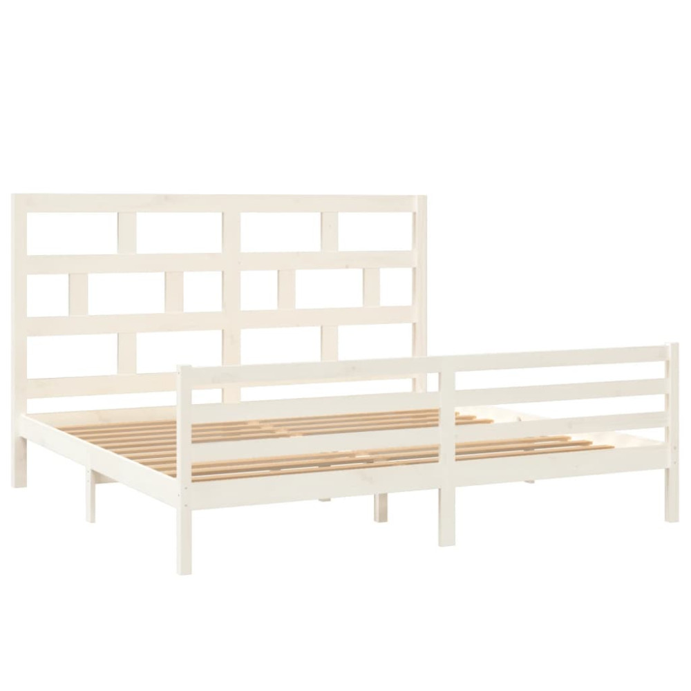 Produktbild för Sängram vit massiv furu 200x200 cm