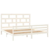 Produktbild för Sängram vit massiv furu 200x200 cm