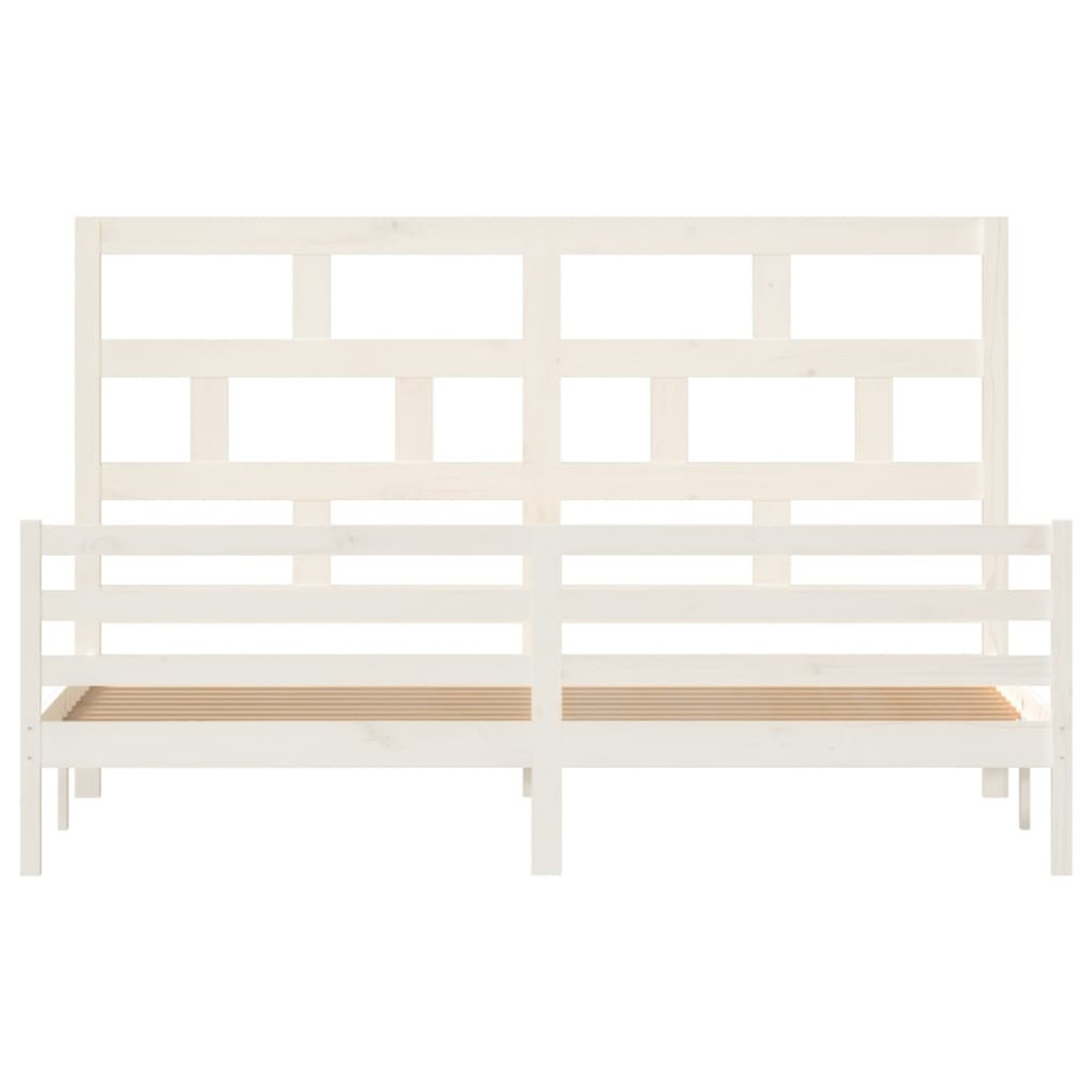 Produktbild för Sängram vit massiv furu 200x200 cm