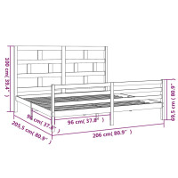 Produktbild för Sängram vit massiv furu 200x200 cm
