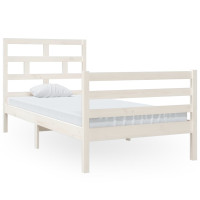 Produktbild för Sängram vit massiv furu 90x200 cm enkelsäng