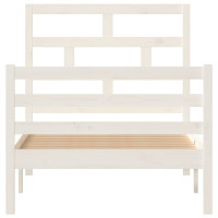 Produktbild för Sängram vit massiv furu 90x200 cm enkelsäng