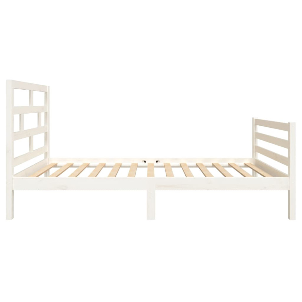Produktbild för Sängram vit massiv furu 90x200 cm enkelsäng