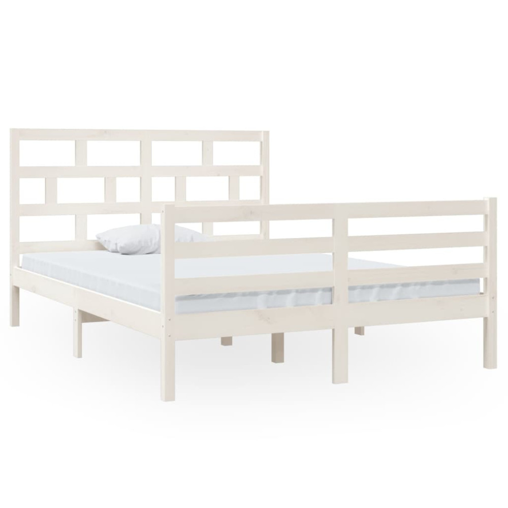 Produktbild för Sängram vit massiv furu 140x200 cm