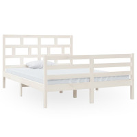 Produktbild för Sängram vit massiv furu 140x200 cm