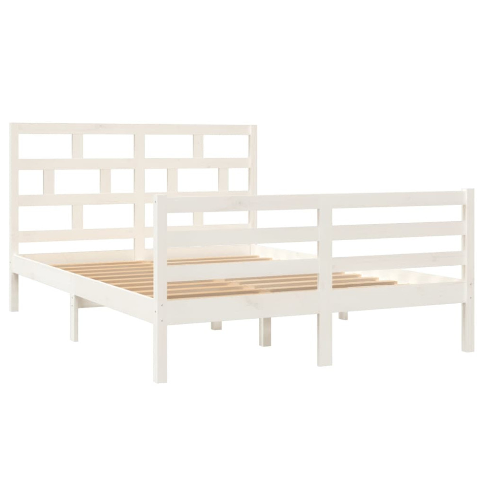 Produktbild för Sängram vit massiv furu 140x200 cm