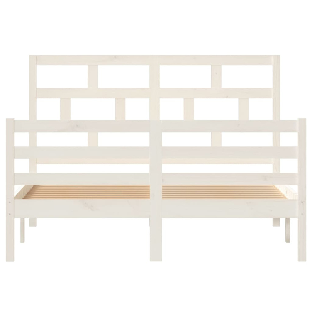 Produktbild för Sängram vit massiv furu 140x200 cm