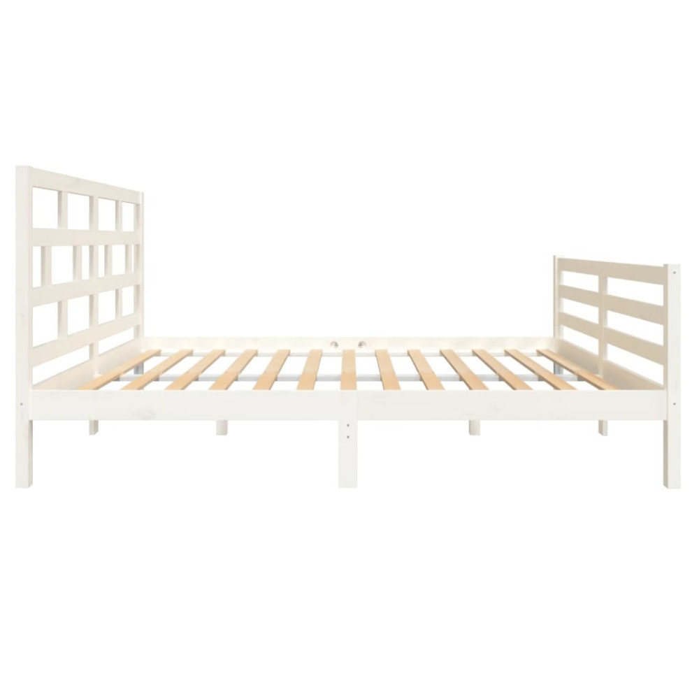 Produktbild för Sängram vit massiv furu 140x200 cm