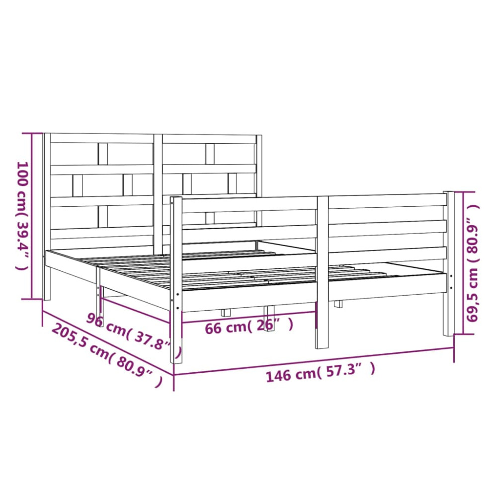 Produktbild för Sängram vit massiv furu 140x200 cm