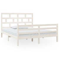 Produktbild för Sängram vit massiv furu 160x200 cm
