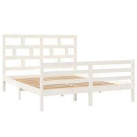 Produktbild för Sängram vit massiv furu 160x200 cm