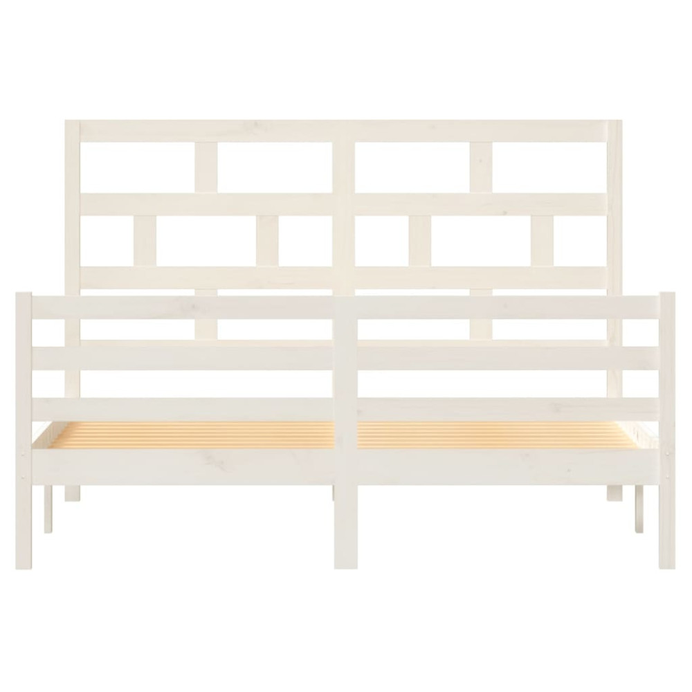 Produktbild för Sängram vit massiv furu 160x200 cm