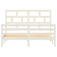 Produktbild för Sängram vit massiv furu 160x200 cm