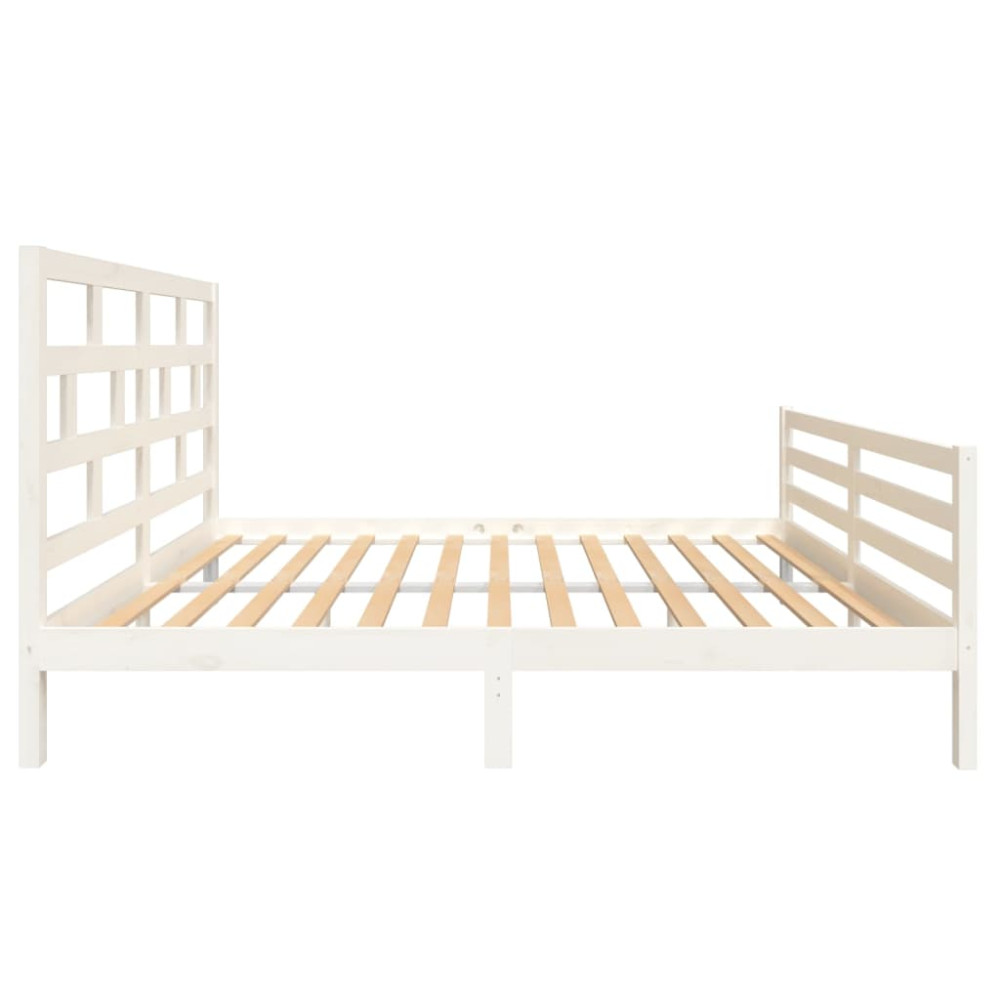 Produktbild för Sängram vit massiv furu 160x200 cm