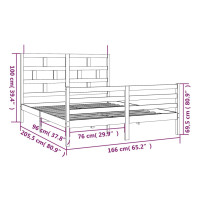 Produktbild för Sängram vit massiv furu 160x200 cm