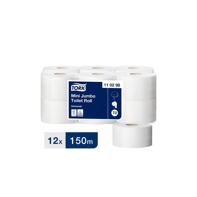Produktbild för Toalettpapper TORK Uni T2 2-lag 12/fp