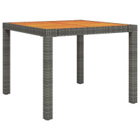 Produktbild för Trädgårdsbord 90x90x75 cm konstrotting och akaciaträ grå