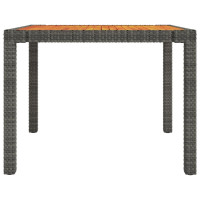 Produktbild för Trädgårdsbord 90x90x75 cm konstrotting och akaciaträ grå
