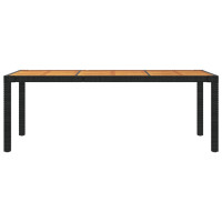 Produktbild för Trädgårdsbord 190x90x75 cm konstrotting och akaciaträ svart