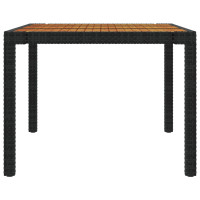 Produktbild för Trädgårdsbord 190x90x75 cm konstrotting och akaciaträ svart